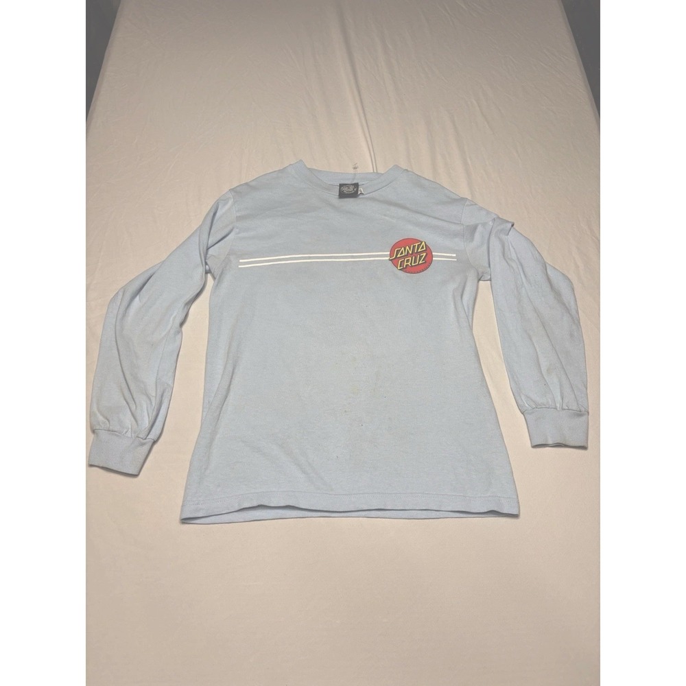 Mens S Santa Cruz Skateboards Long Sleeve T Shirt Light Blue Classic Logo